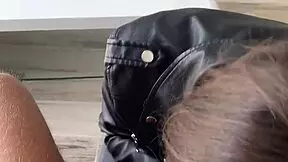 Quick POV sex with hot teen in leather jacket