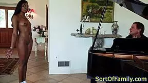 Black Stepdaughter Doggystyled By The Piano