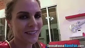 Cosplay teen 18+ager gets facial at party in hd reality