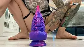 Latina teen maid fucks owner's doll in cowgirl, assfucking and squirting