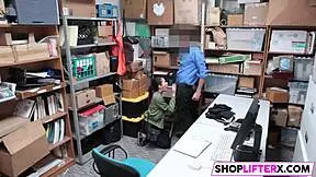 Shoplifting Teen Chooses Big Cock Over Dealing With Cops In The Office