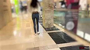 I’m soaked, peeing in jeans at the shopping mall