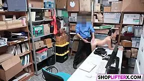 Shoplifting Teen Chooses Big Cock Over Dealing With Cops In The Office