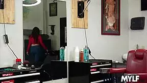 sexy milf stylist sucks and rides young stud's huge cock