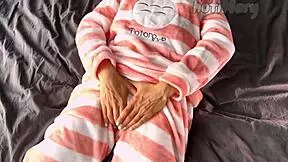 Petite Teen In Pajamas Masturbates Her Wet Pussy To Orgasm.