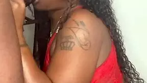 Stepbrother gets his big black cock sucked by evil eater Keisha Minaj in a cumshot