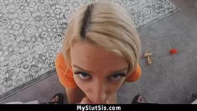 little stepsister gives sloppy blowjob to stepbrother