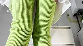 hot brunette college girl in bathroom with mini skirt asks, 'want to see my panties?'