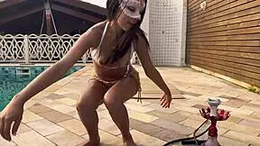 i fucked the sexy brunete by the pool after smoking hookah