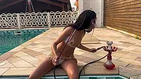 i fucked the sexy brunete by the pool after smoking hookah