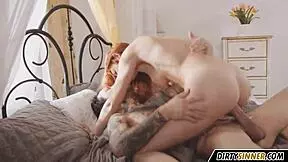 Is The Cute Redhead Stepsister Giving A Blowjob?