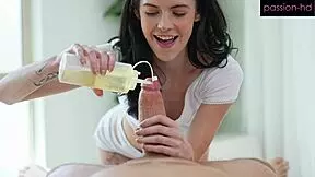 Massage Therapist Skillfully Milks Big Cock with Her Tight Cunt.