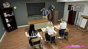 teachers big dick passed around by slutty coeds in classroom.