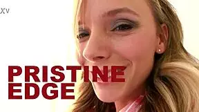 Pristine Edge deepthroats huge cock in POV blowjob and swallows cum