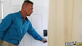 Shaved pussy gets assfucking in missionary and deepthroat