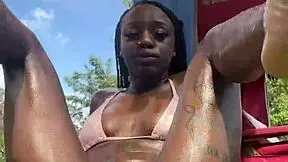 Petite girl flashes in Jamaica
