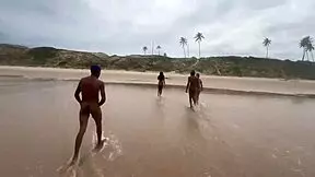Nudist Beach Fun Turns Into Cum Bath Surprise