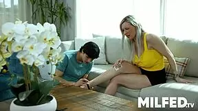 Hot milf seduces young 18+ neighbor to fuck