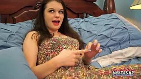 Hot cutie Anastasia Rose gives a BJ and gets finger fucked