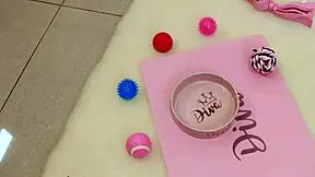 Wow, submissive babe eats cum straight from a bowl!