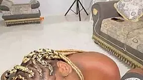 Ebony stepsister craves sex with horny neighbor, getting monster cock cumshot in bed.