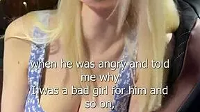 Pov fucking busty blonde's tight pussy in car, cum on face