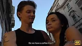 Skinny babe Erica Black turns slut for cash! How far will she go in public?