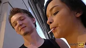 Skinny babe Erica Black turns slut for cash! How far will she go in public?