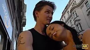 Skinny babe Erica Black turns slut for cash! How far will she go in public?