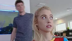 Blonde Teen Sticks Huge Dildo In Ass Before Dick.