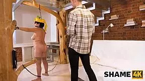 Mature brunette receives cock as birthday gift