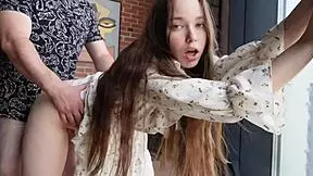 My stepsister enjoys fucking on the floor