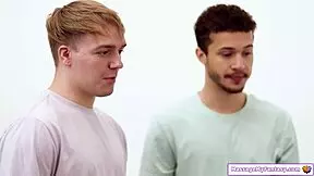 Busty milf masseuse at massagemyfantasy.com fucks two virgin guys passionately.