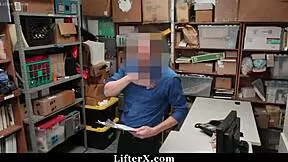 shoplifting suspect caught and questioned in garage