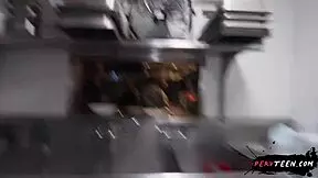 sneaky waitress fucks hard in restaurant we get caught