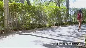 Yummy black teen big tits sucks cock