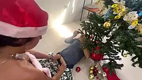 busty stepdaughta gives stepdad deepthroat as new year gift