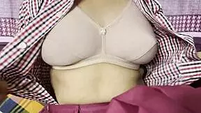 school girl with natural tits fingering her pussy under skirt