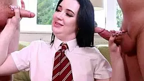 Stunning British student fucks herself with huge dildo until she cums!