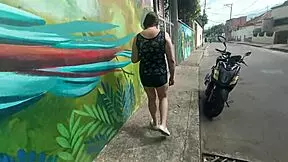 Latina Colombian Stepmom With Giant Cameltoe Teases Stepson On Street