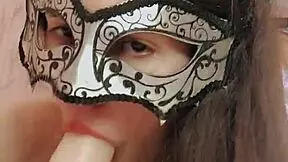 Russian Brunette In Stockings Sucks Thick Dildo With Dirty Talk, Fingers Pussy Close-Up Anal Fingering