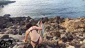fuck doll moans on cliff blowjob