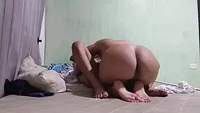 Riding the young neighbor hard and he fucks me rough in missionary till breeding me