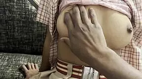 step daddy twists her little 18+ titties hard after school fuck