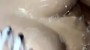 Neighbor catches me in bathroom and joins for fun.