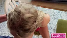 hot blonde dirty talks while sucking daddy's dick