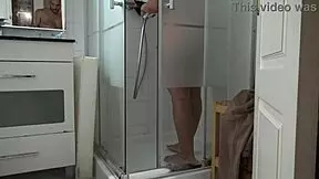 taboo family voyeur: stepson masturbates while watching stepmother in morning shower