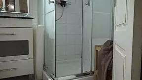 taboo family voyeur: stepson masturbates while watching stepmother in morning shower