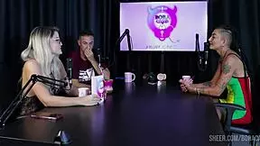 Intense compilation of Caroleta Roots and Bruna Carlos in sheer red outfits on Bora Cast part 2