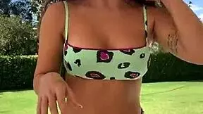 Hot Brazilian teen's pussy jumps out in exciting moment